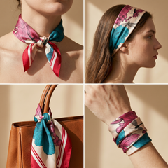 Bracksley multicolor floral satin scarf for women, 27 inch square — view 3