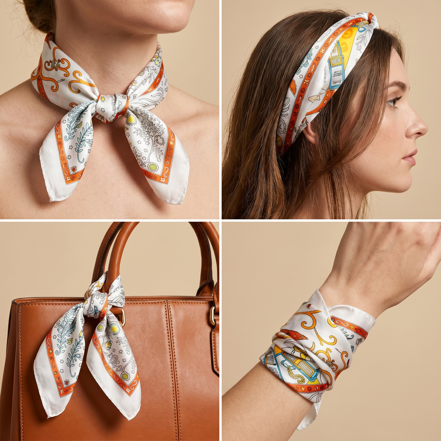 Bracksley multicolor abstract satin scarf for women, 27 inch square — view 3